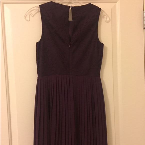 Purple Lace and Pleats Mini Dress - Picture 4 of 5